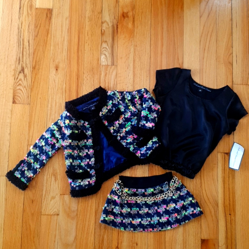 Dolls & Divas Couture NWT 3 Piece "Coco" Designer Skirt Jacket Blouse Set